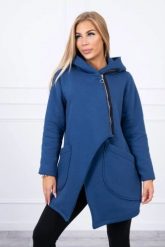 Bluza ocieplana z asymetrycznym suwakiem jeansowa. Bluzy KESI, l, bez wzorów, z bawełny, bez kaptura. Za 238.37 zł.