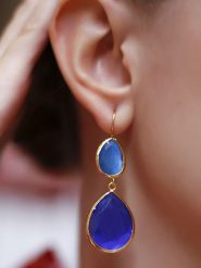 L'Atelier de Gaia Pozłacane kolczyki z kocim okiem rozmiar: onesize. Niebieskie kolczyki L'Atelier de Gaia, pozłacane. Za 91.77 zł.
