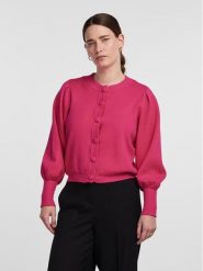 YAS Kardigan 26030699 Różowy Regular Fit. Czerwone swetry YAS, l, bez wzorów, z wiskozy, bez ramiączek. Za 399.99 zł.