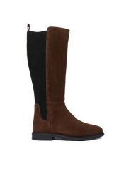Tommy Hilfiger Kozaki Flag FW0FW08779 Brązowy. Brązowe kozaki Tommy Hilfiger, bez wzorów, ze skóry, bez obcasa, na płaskiej podeszwie, bez zapięcia. Za 719.99 zł.