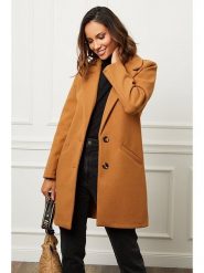 L'armoire de Suzette Płaszcz przejściowy w kolorze karmelowym rozmiar: 40. Brązowe płaszcze L'armoire de Suzette, l, bez wzorów, klasyczne, bez kaptura. Za 178.37 zł.