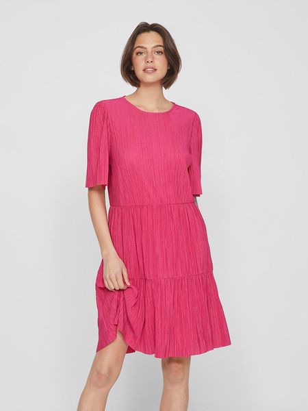 Vila Sukienka w kolorze różowym rozmiar: S. Różowe sukienki Vila, na co dzień, s, bez wzorów, bez kołnierzyka, bez ramiączek, midi, proste. Za 48.16 zł.