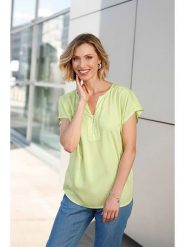 WITT WEIDEN Bluzka w kolorze zielonym rozmiar: 44. Zielone bluzki WITT WEIDEN, bez wzorów, z wiskozy, bez kołnierzyka, bez ramiączek. Za 37.30 zł.