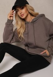 Szara Bluza Kangurka z Kapturem i Szeroką Kieszenią Vaminita. Szare bluzy Renee, xl, bez wzorów, sportowe, bez ramiączek, z kapturem. W wyprzedaży za 55.99 zł.