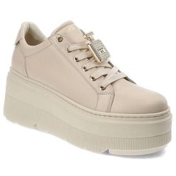Beżowe Sneakersy Chebello Eleganckie Obuwie Damskie Z Broszką. Brązowe buty sportowe lifestyle CheBello, na wiosnę, z aplikacjami, ze skóry, eleganckie, bez zapięcia. Za 459.00 zł.