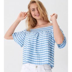 Bluzka off shoulder w kratkę vichy - Wielobarwny. Bluzki House. W wyprzedaży za 9.99 zł.
