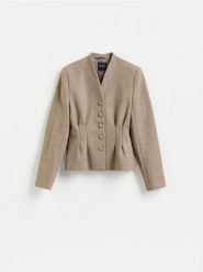 Kurtka z ozdobnymi zakładkami - jasnoszary. Szare kurtki Reserved, l, bez wzorów, z tkaniny, bez kaptura. Za 259.99 zł.