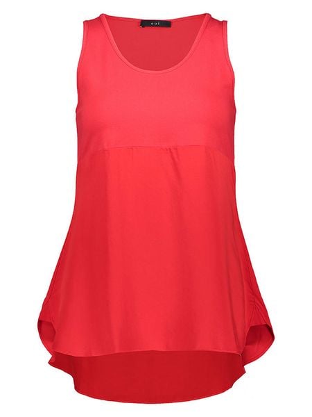 Oui Top w kolorze czerwonym rozmiar: 36. Czerwone topy Oui, bez wzorów, z bawełny, bez kołnierzyka, bez ramiączek. Za 48.05 zł.