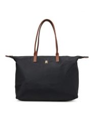 Tommy Hilfiger Torebka Popette Maxi Tote AW0AW17996 Czarny. Czarne torebki klasyczne Tommy Hilfiger, bez wzorów, ze skóry, bez dodatków. Za 319.99 zł.