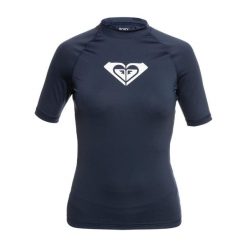 Koszulka do pływania damska ROXY Whole Hearted. Niebieskie bikini Roxy, bez wzorów, z elastanu, sportowe. Za 129.99 zł.
