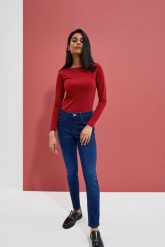 Jeansy skinny. Niebieskie jeansy MOODO, bez wzorów, z bawełny, długie. W wyprzedaży za 59.99 zł.