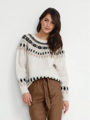 Cream Sweter Cherry 10610568 Beżowy Loose Fit. Brązowe swetry Cream, m, bez wzorów, z syntetyku, bez ramiączek. Za 229.99 zł.