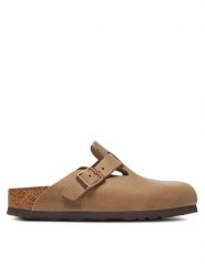 Birkenstock Klapki Boston zamsz 1019484 Brązowy. Brązowe klapki Birkenstock, bez wzorów, ze skóry, bez obcasa, bez zapięcia. Za 529.99 zł.