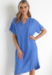 Niebieska Sukienka Marytria. Niebieskie sukienki Born2be, na co dzień, l, bez wzorów, z bawełny, z asymetrycznym kołnierzem, bez ramiączek, midi, asymetryczne. W wyprzedaży za 174.99 zł.