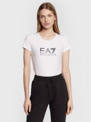 EA7 Emporio Armani T-Shirt 8NTT66 TJFKZ 0102 Biały Slim Fit. Białe t-shirty EA7 Emporio Armani, l, bez wzorów, z bawełny, bez kołnierzyka, bez ramiączek. Za 169.99 zł.