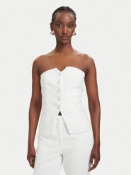 Morgan Top 261-CPANA.F Biały Regular Fit. Białe topy Morgan, bez wzorów, z syntetyku, bez kołnierzyka, bez ramiączek. Za 279.99 zł.