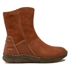 Botki Josef Seibel. Brązowe botki Josef Seibel, bez wzorów, bez obcasa, na płaskiej podeszwie, bez zapięcia. Za 429.99 zł.