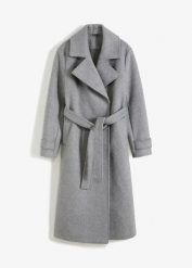 Płaszcz z materiału w optyce wełny. Szare płaszcze bonprix, bez wzorów, z wełny, eleganckie, bez kaptura. Za 269.99 zł.