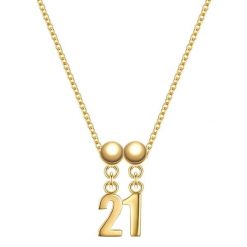 Glanzstücke München Komplet (łańcuszek + charm) Cyfra 21 Srebro wysokiej próby Żółte złoto Naszyjniki 1 ct Damski. Żółte naszyjniki Glanzstücke München, z materiału, pozłacane. Za 169.99 zł.
