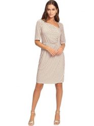 Heine Sukienka w kolorze kremowo-karmelowym rozmiar: 40. Brązowe sukienki Heine, bez wzorów, bez kołnierzyka, bez ramiączek, midi. Za 126.95 zł.