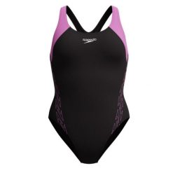 Strój kąpielowy damski Speedo HyperBoom Racerback. Czarne stroje jednoczęściowe Speedo, bez wzorów, sportowe. Za 219.99 zł.