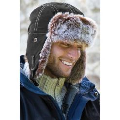 Czapka Zimowa Unisex Typu Traper. Fioletowe czapki zimowe RESULT, z aplikacjami, z futra. Za 51.99 zł.