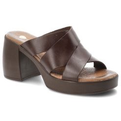 Klapki damskie Armodo, cholewka ze skóry naturalnej z szerokimi krzyżującymi się paskami obcas typu klocek oraz platforma, brązowe, 40524. Brązowe klapki Armodo, bez wzorów, ze skóry, bez obcasa, na obcasie, bez zapięcia. Za 289.00 zł.