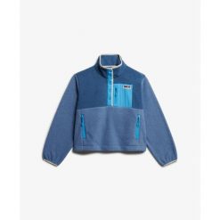 Damski polar Superdry Colour Block. Niebieskie bluzy z polaru Superdry, bez wzorów, z polaru. Za 406.60 zł.