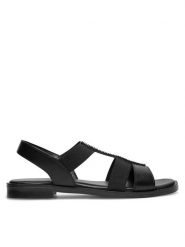 Lasocki Sandały EMIE RST-EMIE-15 Czarny. Czarne sandały Lasocki, bez wzorów, z materiału, bez obcasa, na płaskiej podeszwie, bez zapięcia. Za 129.99 zł.