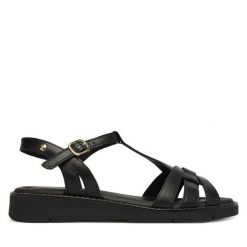 Sandały Pikolinos. Czarne sandały Pikolinos, bez wzorów, bez obcasa, na płaskiej podeszwie, bez zapięcia. Za 559.99 zł.