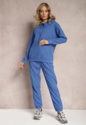 Niebieski 2-częściowy Komplet Dresowy z Bluzą i Spodniami Orifira. Niebieskie bluzy z kapturem Renee, l, bez wzorów, z bawełny, z kapturem. Za 89.99 zł.