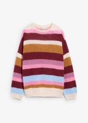 Sweter oversize. Czerwone swetry bonprix, bez wzorów, z dzianiny, bez ramiączek. Za 97.99 zł.