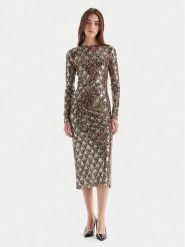 Just Cavalli Sukienka koktajlowa 79PAO953 JS528 Beżowy Slim Fit. Brązowe sukienki Just Cavalli, bez wzorów, z syntetyku, wizytowe, bez kołnierzyka, bez ramiączek. Za 1,409.00 zł.