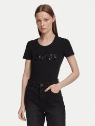 Guess T-Shirt W5GI17 J1314 Czarny Slim Fit. Czarne t-shirty Guess, m, z aplikacjami, z bawełny, bez kołnierzyka, bez ramiączek. Za 194.99 zł.
