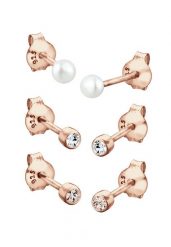 Elli Damski zestaw podstawowy 3 częściowy perłą hodowlana słodkowodną i kryształów, wykonany ze srebra próby 925 sterling silver Kolczyki 1 ct. Szare kolczyki Elli, z kryształem, srebrne. Za 248.99 zł.