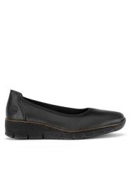 Rieker Baleriny 53755-00 Czarny. Czarne baleriny Rieker, bez wzorów, bez obcasa, bez zapięcia. Za 219.99 zł.