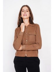 William de Faye Kardigan w kolorze jasnobrązowym rozmiar: 40. Brązowe swetry William de Faye, bez wzorów, z kaszmiru, klasyczne, bez ramiączek. Za 126.99 zł.