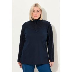 Damskie bluza strecz pluszowy polar kołnierz typu półgolf długi rękaw. Niebieskie bluzy bez kaptura Ulla Popken, plus size, bez wzorów, z elastanu, na golfa. W wyprzedaży za 191.99 zł.