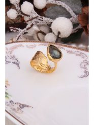 Pierres delicates Pozłacany pierścionek z labradorytem rozmiar: onesize. Żółte pierścionki Pierres delicates, z labradorytem, pozłacane. Za 83.03 zł.