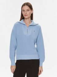 Tommy Hilfiger Sweter WW0WW42420 Niebieski Regular Fit. Niebieskie swetry Tommy Hilfiger, m, bez wzorów, z bawełny, bez ramiączek. Za 719.99 zł.