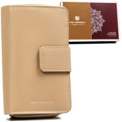 Portfel damski Peterson PTN RD-48-GCL beżowy. Brązowe portfele Peterson, bez wzorów, ze skóry. Za 119.99 zł.
