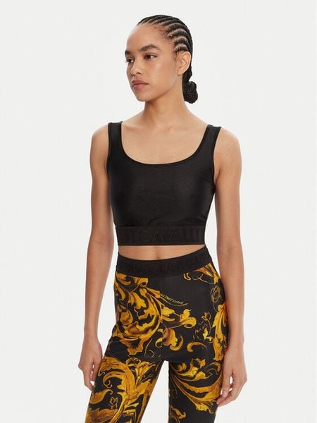 Just Cavalli Top 79PAM204 J0108 Czarny Slim Fit. Czarne topy Just Cavalli, bez wzorów, z syntetyku, bez kołnierzyka, bez ramiączek. Za 199.99 zł.