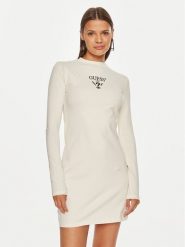 Guess Sukienka codzienna Colette Jersey V4BK04 KCDH1 Biały Regular Fit. Białe sukienki Guess, na co dzień, xl, z aplikacjami, z bawełny, bez kołnierzyka, bez ramiączek, proste. Za 199.99 zł.
