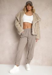 Szare Spodnie z Bawełny High Waist Galili. Szare jeansy Renee, bez wzorów, z bawełny, eleganckie, z podwyższonym stanem. W wyprzedaży za 107.99 zł.
