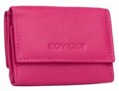 Portfel damski Rovicky R-20-LFN różowy. Czerwone portfele ROVICKY, bez wzorów, ze skóry. Za 42.75 zł.