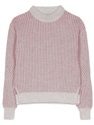 Herrlicher Sweter "Liannie" w kolorze jasnoróżowo-kremowym rozmiar: XL. Brązowe swetry Herrlicher, xl, bez wzorów, ze splotem, bez ramiączek. Za 184.89 zł.