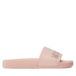 Klapki LOVE MOSCHINO. Czerwone klapki Love Moschino, bez wzorów, bez obcasa, bez zapięcia. Za 499.99 zł.