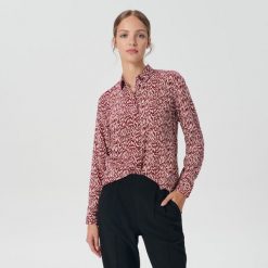 Koszula z nadrukiem - Różowy. Czerwone koszule Sinsay, l, bez wzorów, bez kołnierzyka, bez ramiączek. W wyprzedaży za 32.99 zł.