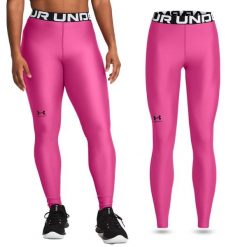 Legginsy treningowe damskie damskie UNDER ARMOUR szybkoschnące termoaktywne. Czerwone bielizna termoaktywna damska Under Armour, bez wzorów, bez ramiączek, do biegania. Za 89.99 zł.