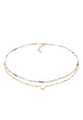 Elli Damski choker z zawieszką w kształcie serca ze szklanych koralików w pozłacanym srebrze próby 925 Sterling Silver Naszyjniki 1 ct. Szare naszyjniki Elli, z materiału, z perłą, pozłacane. Za 303.99 zł.